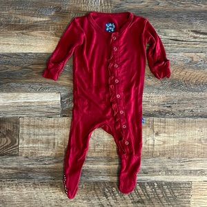 KicKee Pants Muffin Ruffle Footie with Zipper in Balloon 🎈 Red Size 0-3 Months